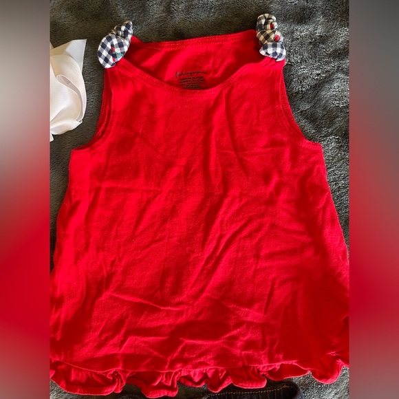 Bundle of3:red top+navy leggings+white headband(has a stain as pictured)size 18M - Picture 8 of 8